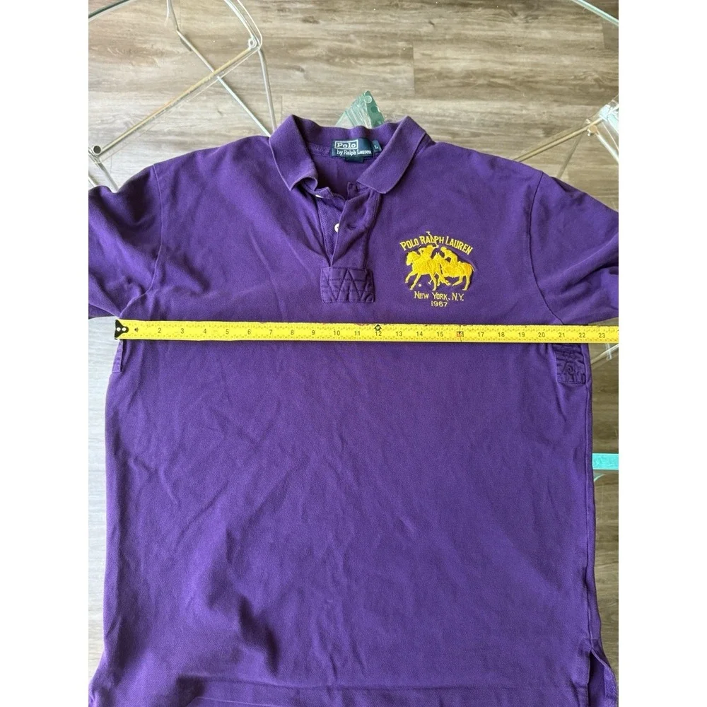 Vintage Polo Ralph Lauren Shirt Mens L New York NY 1967 Purple Yellow 2 Big Pony